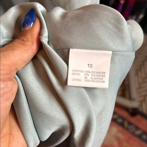 TFNC Silver/teal Sheath Halter Maxi Dress - Picture 5 of 7